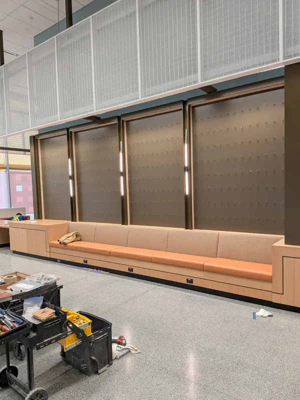 Custom built-in commercial millwork seating