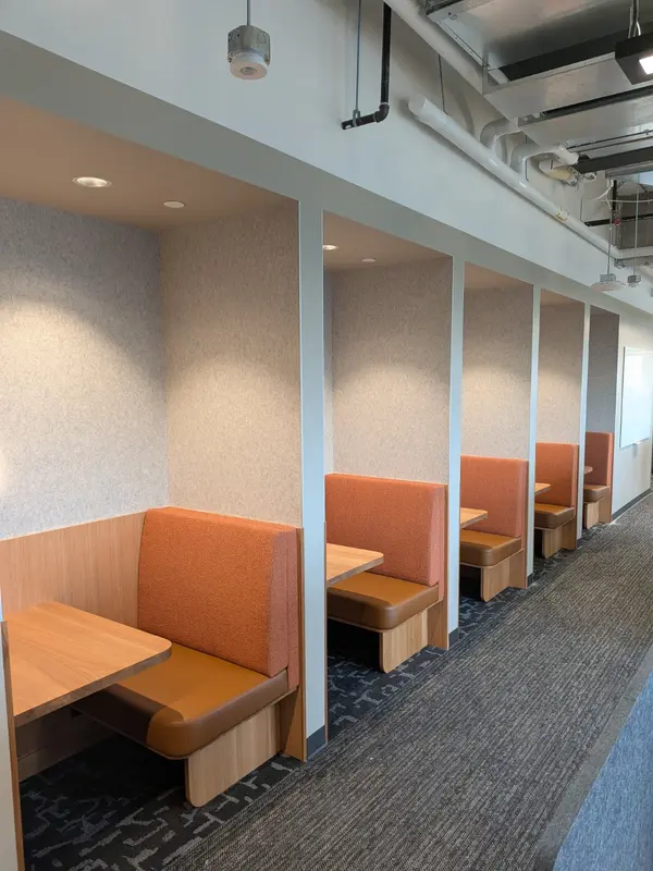 Custom commercial booth millwork and seating